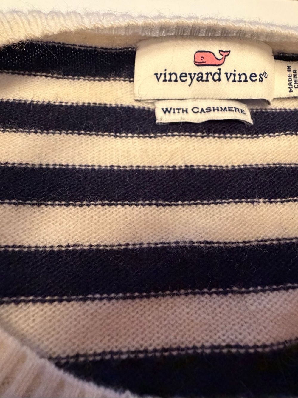 Vineyard Vines Striped Cashmere Sweater - Navy & White - Picture 2 of 3
